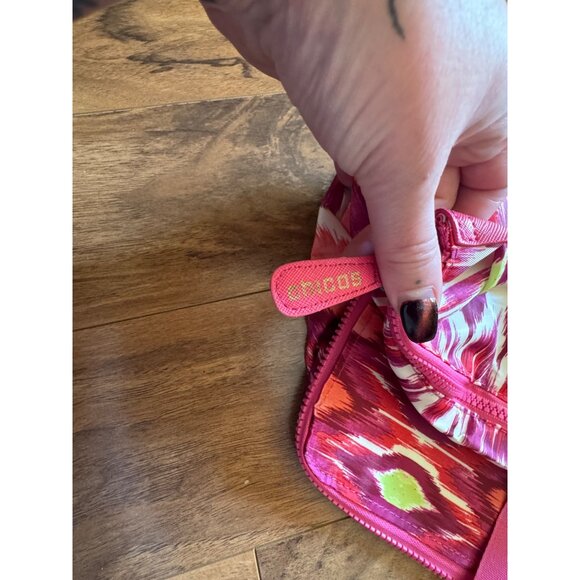 Chicos Pink & Orange Ikat Print Zip Travel Bag With Pouch - Picture 5 of 7